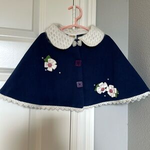 NEW Cute Bolero  Cape for girls, size 26, US 4, color navy blue